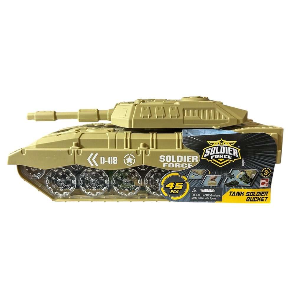 Soldier Force Tank Soldier Bucket 45 pc Military Playset Army Men Toy Tank New